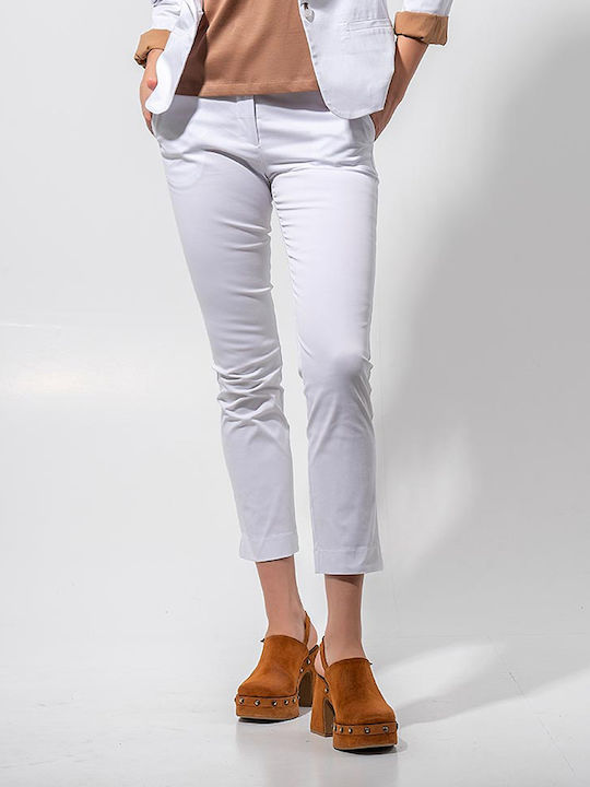Maki Philosophy Women's Chino Trousers in Slim Fit WHITE