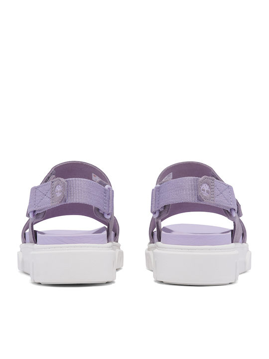 Leather Women's Flat Sandals Anatomic in Purple Color