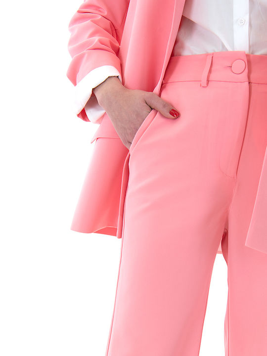 Damen Hochbund Pantaloona in Breit Bein Stil Rosa (s24t8313-rosa)