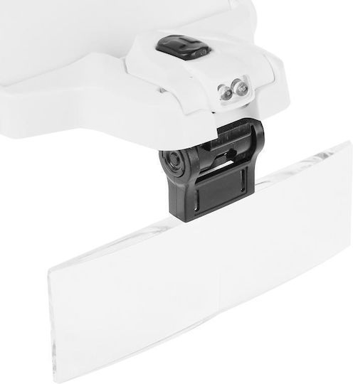 5 Lenses 1.0x-3.5x Loupe Glasses Bracket Headband Magnifier 2 LED Lights Eye Magnification Goggles Magnifying Tool White