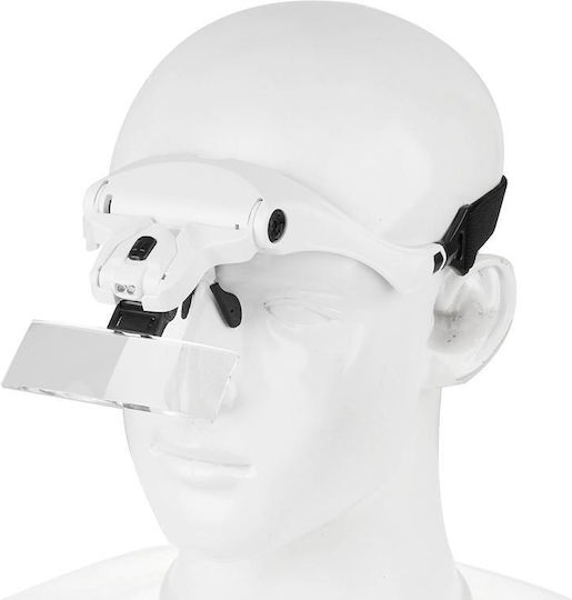 5 Lenses 1.0x-3.5x Loupe Glasses Bracket Headband Magnifier 2 LED Lights Eye Magnification Goggles Magnifying Tool White