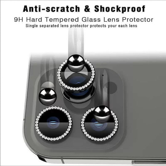 Τζαμάκι Κάμερας Glitter Crystal Ring Μαύρο για Galaxy A14