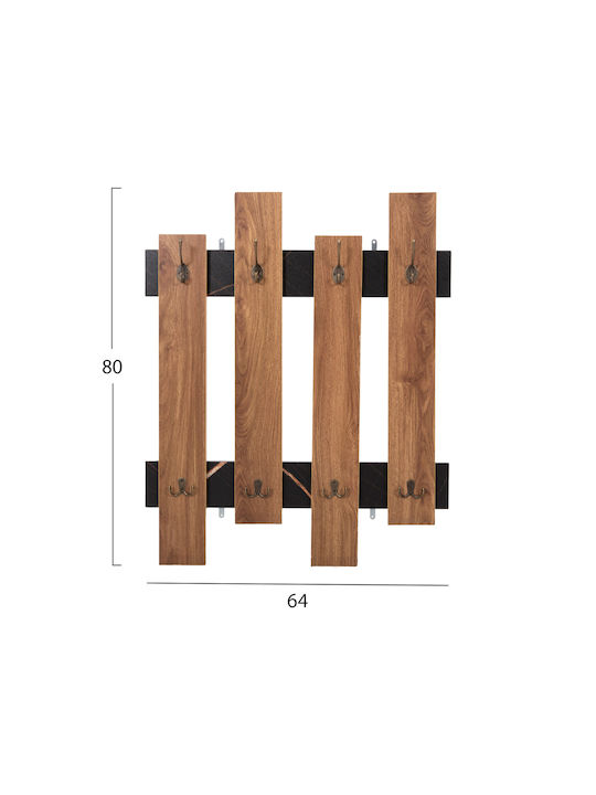 HomeMarkt Wall Hanger Wesson Wooden 16 Hooks Black 64x4x79cm