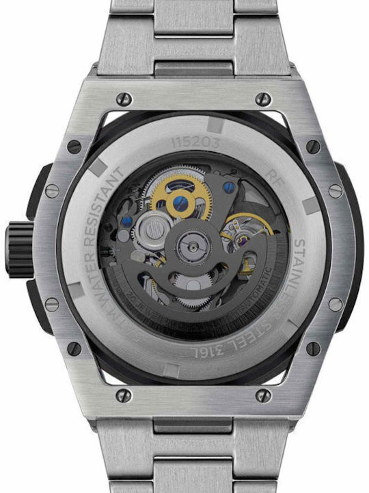 Ingersoll Ανδρικό Ρολόι 47mm Αυτόματο με Ασημί Μεταλλικό Μπρασελέ