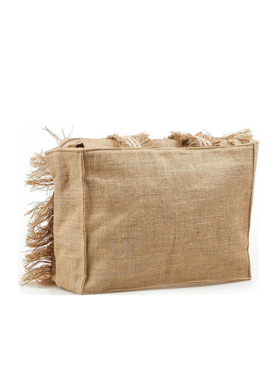 Verde Geantă De Plajă Din Wicker Bej