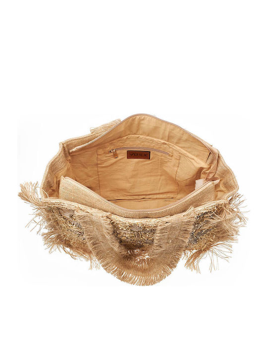 Verde Geantă De Plajă Din Wicker Bej