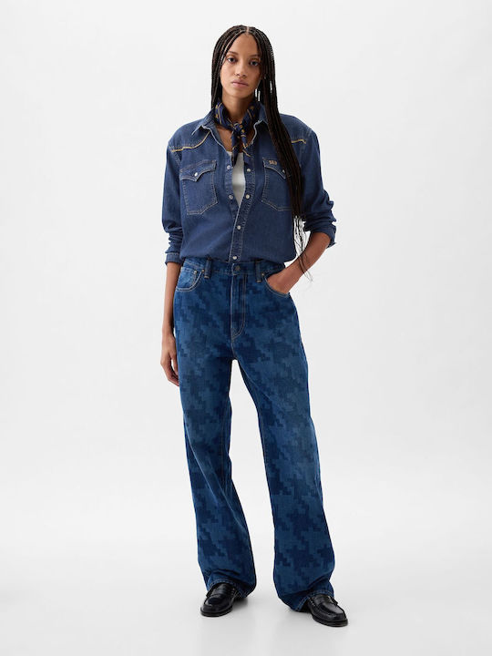 Long-sleeved Denim Shirt Blue