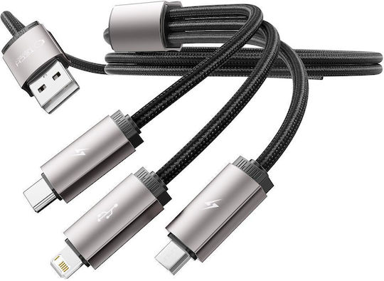 Tech-protect Ultraboost 3in1 Lightning & Type-c & Micro-usb Cable 3.5a 100cm Grey