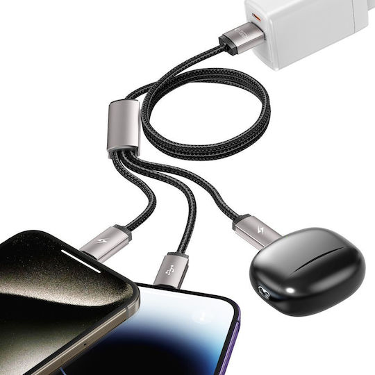Tech-protect Ultraboost 3in1 Lightning & Type-c & Micro-usb Cable 3.5a 100cm Grey