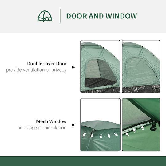 Outsunny Camping Tent Igloo Green for 2 People 206x185x120cm