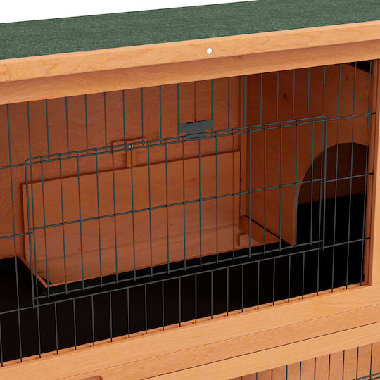 Pawhut 2-Level Wooden Outdoor Hutch Removable Tray 1-2 Rabbits Orange