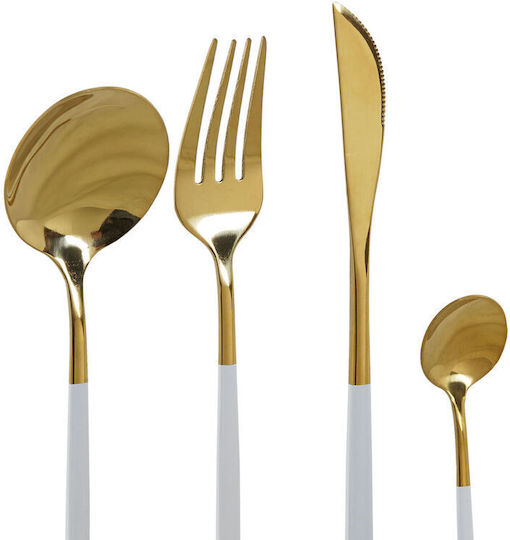 DKD Home Decor Set de Tacâmuri Inoxidabil Albe 24buc