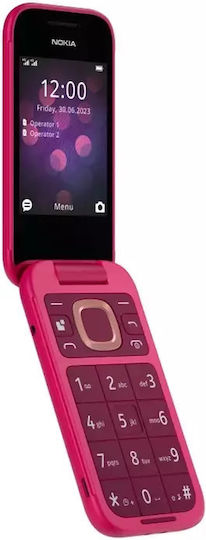 Nokia 2660 Flip Dual SIM (48/128MB) Κινητό με Κουμπιά (Ελληνικό Μενού) Ροζ