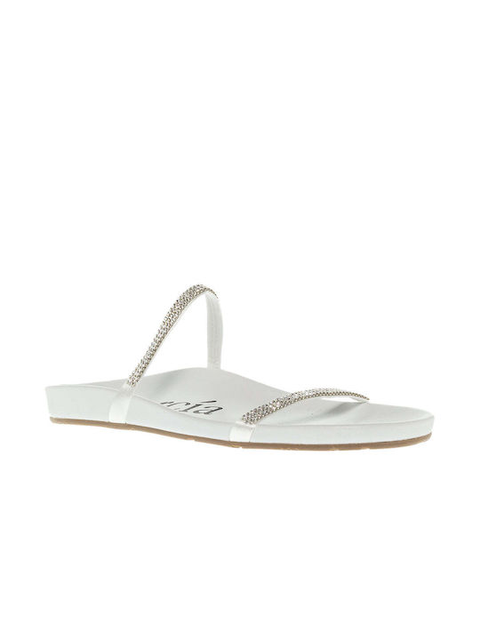 Pedro Garcia Leather Women's Flat Sandals in White Color