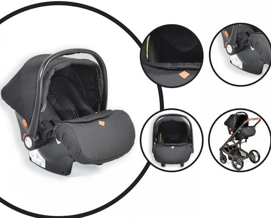 Cangaroo Macan Verstellbar 3 in 1 Baby Kinderwagen Geeignet für Neugeborene Schwarz 11kg