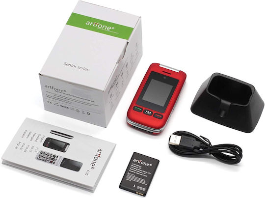 Artfone Artfone C10 Flip Dual SIM Mobile with Large Buttons Red