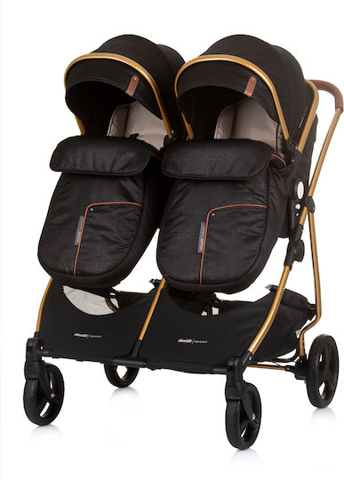 Chipolino Duo Smart Ρυθμιζόμενο Καρότσι για Δίδυμα Kατάλληλο για Nεογέννητο Obsidian Gold 12.2kg