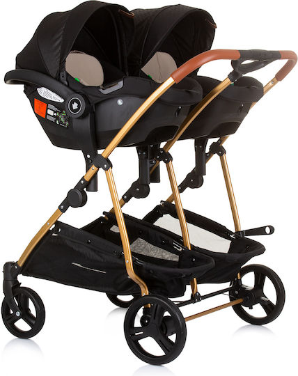 Chipolino Duo Smart Ρυθμιζόμενο Καρότσι για Δίδυμα Kατάλληλο για Nεογέννητο Obsidian Gold 12.2kg