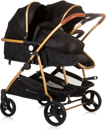 Chipolino Duo Smart Ρυθμιζόμενο Καρότσι για Δίδυμα Kατάλληλο για Nεογέννητο Obsidian Gold 12.2kg