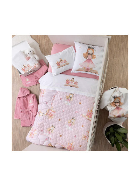 Borea Princesa Baby Sheets Set Crib Cotton White-pink 120x160cm