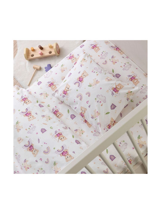 Borea Fishing Baby Sheets Set Crib Cotton Lilac 120x160cm 3pcs