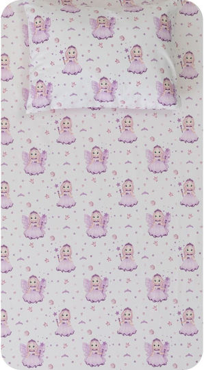 Borea Fairy Baby Sheets Set Crib Cotton Lilac 120x160cm 3pcs
