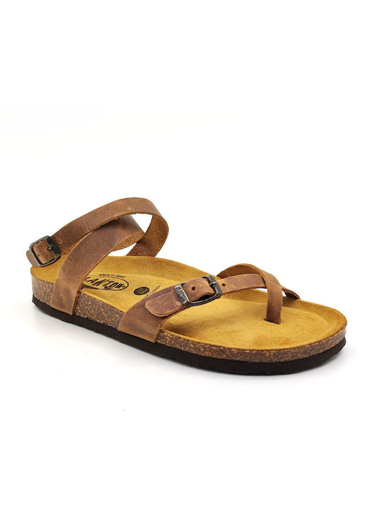 Piele Sandale dama Anatomic în Maro Culoare