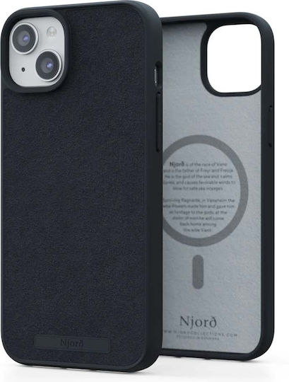 Njord Suede Задна корица Пластмаса 2мм Черен (iPhone 15 Plus)