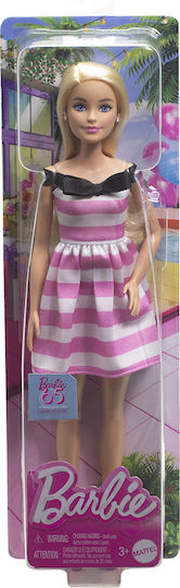 Barbie Doll Blonde with Pink Striped Dress for 3+ Years 29cm (Various Designs) 1pc
