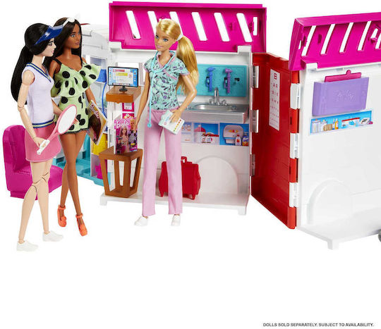 Barbie Κινητό Ιατρείο-Ασθενοφόρο Όχημα για Κούκλες για 3+ Ετών