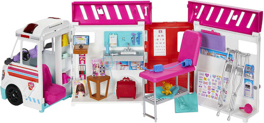 Barbie Κινητό Ιατρείο-Ασθενοφόρο Όχημα για Κούκλες για 3+ Ετών