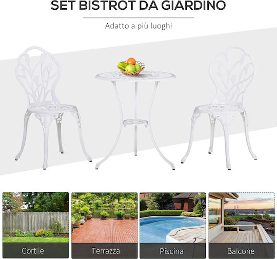 Outsunny Garden & Outdoor Furniture Sets Dining Room 3 Pieces White