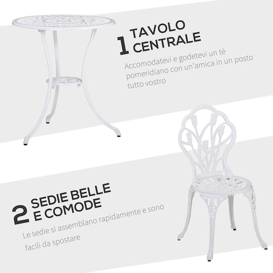 Outsunny Garden & Outdoor Furniture Sets Dining Room 3 Pieces White