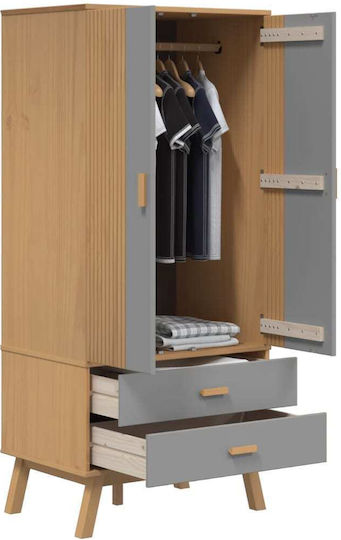 Ușă dublă Dulap de Haine Grey & Brown 76.5x53x172cm
