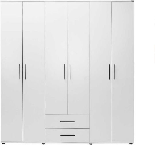 Εξάφυλλη Ντουλάπα Λευκό 206x52x213cm