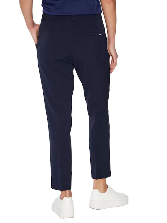 Bill Cost Women's Crepe Trousers in Straight Line Navy Blue