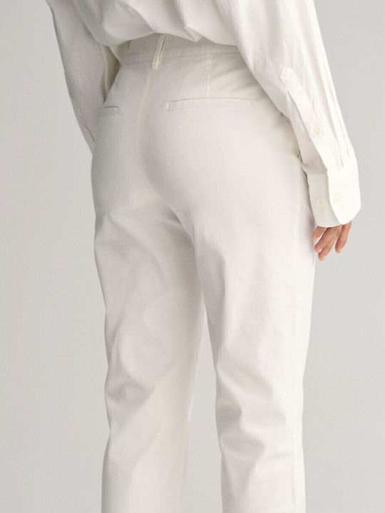 Damen Hoch tailliert Chino Hose in Schlanker Passform OFFWHITE