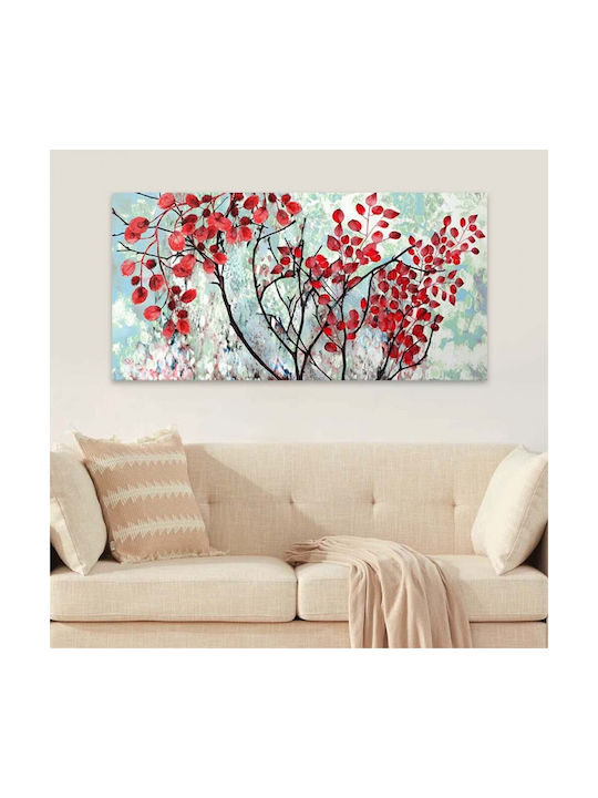 Megapap Red Leaves Πίνακας σε Καμβά 140x70cm