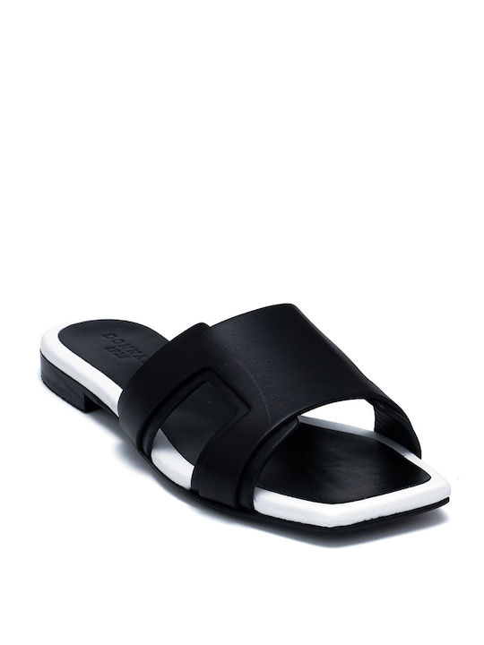 Perlapura Leather Women's Flat Sandals in Black Color