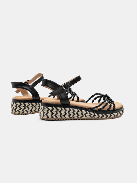 Luigi Platforme dama în stil espadrile Negre