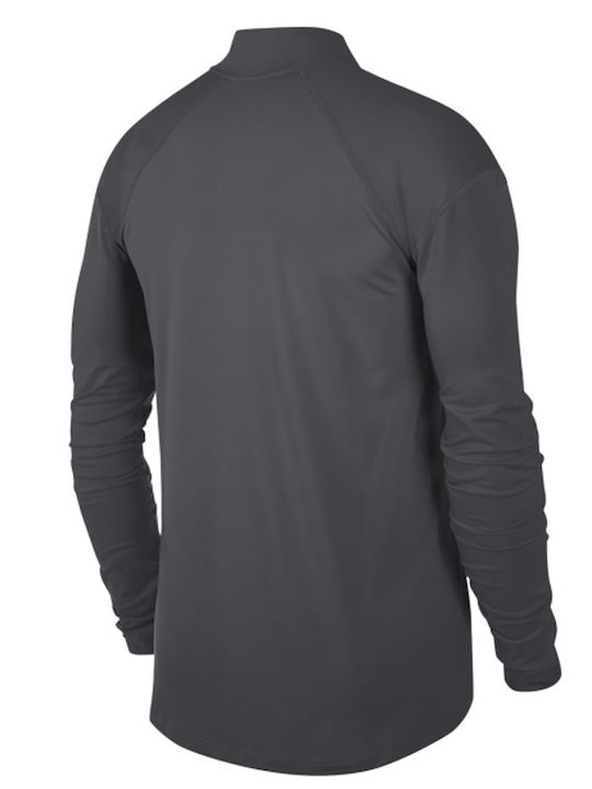 Nike Elemen Men's Athletic Long Sleeve Blouse Dri-Fit with Zipper Gray