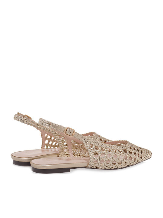Women's Ballerina Shoes Slingback With Strap Gold