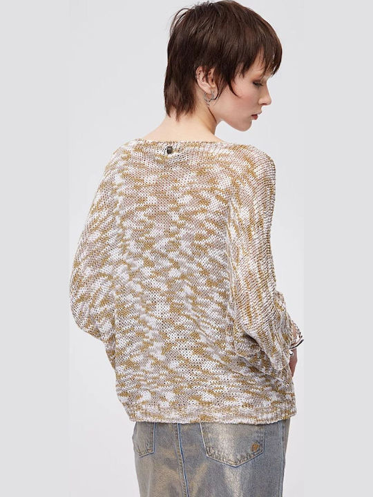 Women's Blouse with 3/4 Sleeve & V Neckline Beige