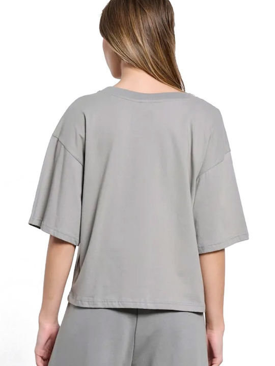 BodyTalk Damen Sportlich Baumwolle Bluse Kurzärmelig Clay