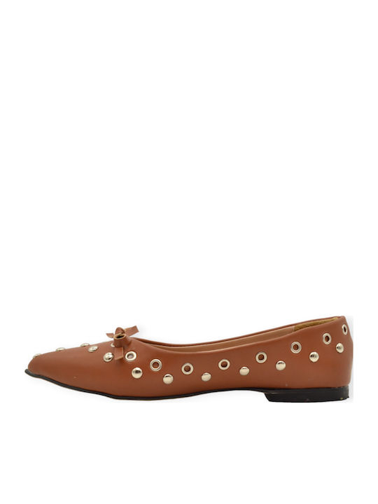 Synthetic Leather Ballerinas Tabac Brown