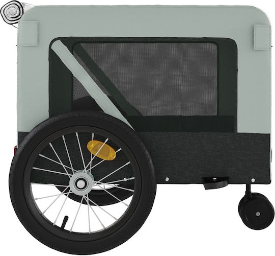Vidaxl Bicycle Trailer for Pets Gray Black Oxford Fabric Iron
