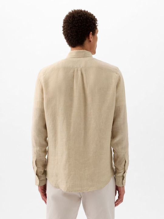 GAP Long-sleeved Linen Shirt Oatmeal Heather