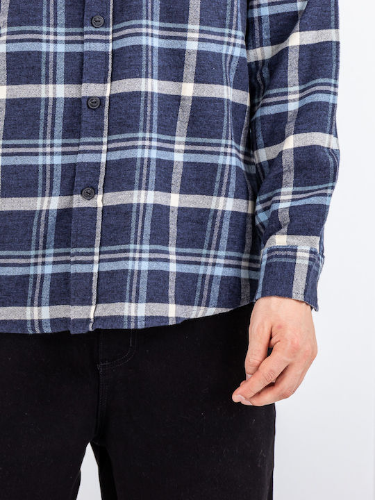Long-sleeved Flannel Shirt Blue