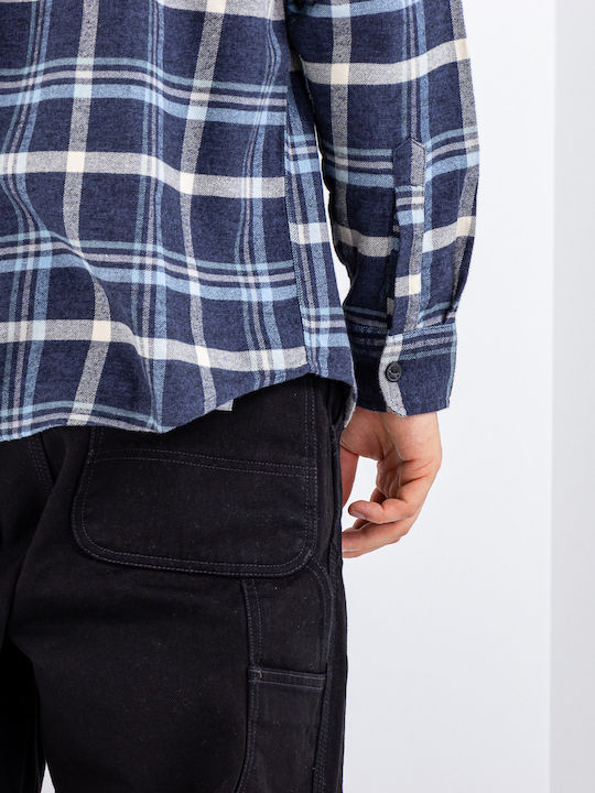 Long-sleeved Flannel Shirt Blue
