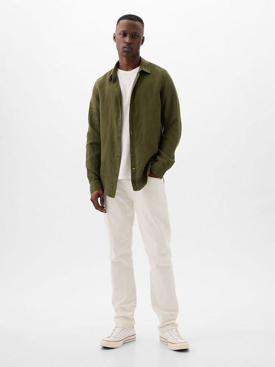 Μακρυμάνικo Λινό Overshirt Army Jacket Green